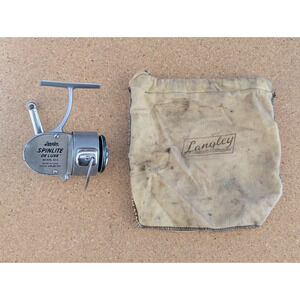 Vintage Langley Spinlite Deluxe 850 Spinning Reel Made in USA Rare HTF *BENT*